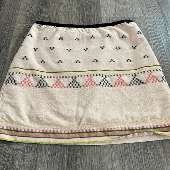 Madewell Embroidered Tan A-Line Mini Skirt - Size: 0 - Picture 4 of 9